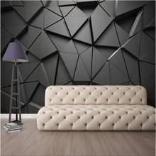 Modern Luxury 3D Stereoscopic Black Geometric Triangle Mural Wallpapers for Living Room Office Industrial Decor Wall Paper 3D 2024 - buy cheap