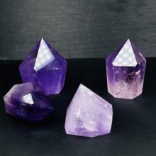 Piedra amatista Natural de cristal de cuarzo púrpura, torre de minerales de pie, curación de Reiki 2024 - compra barato