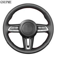 Hand-Stitched Soft Black Genuine Leather Car Steering Wheel Cover For Mazda 3 Axela 2019 2020 CX-30 2020 MX-30 2020 2024 - buy cheap