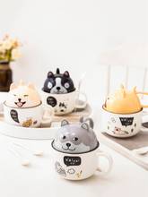 500ML Ceramic Cute Cartoon Dog Cat Pig Coffee Tea Juice Mug Water Breakfast Milk Cup With Lid Spoon Couple Friends Cup Drinkware 2024 - buy cheap