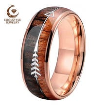 8MM Wedding Rings For Men And Women Rose Gold Tungsten Wedding Band With Arrow 2 Woods Inlay Excellent Quality Comfort Fit 2024 - buy cheap