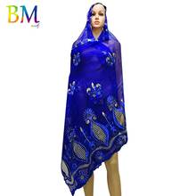 2020 New African Women Scarfs muslim embroidery soft chiffon big scarf for shawls wraps BX128 2024 - buy cheap