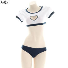 AniLV-traje de baño de estudiante, Bonito traje de baño de chica escolar japonesa, uniforme de tentación, lencería, Cosplay 2024 - compra barato