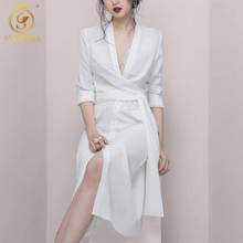 Smthma 2021 vestido de passarela feminino, vestido elegante com decote v para festa e escritório de alta qualidade moda moda de escritório 2024 - compre barato