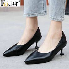 Eokkar 2019 Women Pointed Toe Kitten Heel Pumps Slip on Fashion All Match Wedding Shoes Women White Heel Pumps Big Size 34-43 2024 - buy cheap