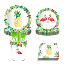 Hawaii Disposable Tableware Happy Birthday Dinner Dessert Plates Party Decoration Beach Party Pineapple Flamingo Kid Party Favor 2024 - buy cheap