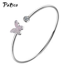 Pulsera ajustable de Plata de Ley 925 con temperamento para Mujer, brazalete de mariposa y libélula con diamantes de imitación de animales, regalo de joyería para Mujer 2024 - compra barato