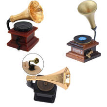 1:12 Furniture Mini Phonograph Accessories Retro Gramophone With Record Diy Miniature Doll House Dollhouse Miniature 2024 - buy cheap