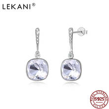 Lekani s925 prata esterlina elegante brinco para as mulheres diamante waterdrop áustria multicolorido brincos de cristal jóias finas 2024 - compre barato