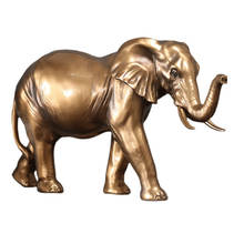 Escultura de elefante de imitación de cobre dorado moderno, figuritas de Decoración de mesa, artesanía de resina Animal de simulación artística, decoración del hogar 2024 - compra barato