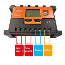 Controlador de carregador solar multiuso, 10a 20a, pwm controlador de bateria solar, lcd usb, regulador de carregador solar 2024 - compre barato