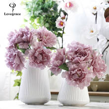 Lovegrace Wedding Bouquet Artificial Flower 5 Heads Silk Peony Bouquet Purple DIY Flower Arrangement Home Party Wedding Decor 2024 - buy cheap