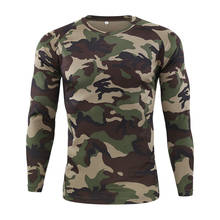 Camisa camuflada tática masculina, camiseta de manga longa para homens, soldados, combate, militar, secagem rápida, gola redonda, camuflagem, camisa do exército 2024 - compre barato