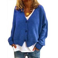 Casual Women Tops Autumn Long Sleeve Single-breasted Cardigan Knitwear Loose Sweater Coat V Neck Knitwear Soft Coat Plus Size 2024 - buy cheap
