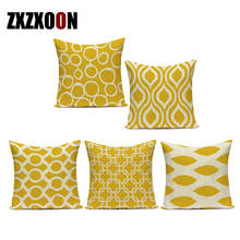 Fronha de almofada decorativa, capa de poliéster somente amarelo geométrica, círculo com faixas, para decoração de sala de estar 2024 - compre barato