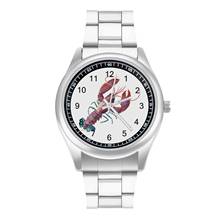 Кварцевые часы с рисунком лобстер, оригинальные наручные часы из нержавеющей стали, женские наручные часы для рыбалки 2024 - купить недорого
