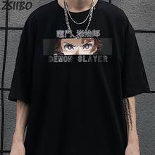 Harajuku Anime Men's tshirt Demon Slayer Kamado Tanjirou Printed Unisex Short Sleeve t shirt Casual T-shirt Male Streetwear Tops 2024 - buy cheap