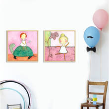 Quarto das crianças pintura decorativa nordic ins menina princesa quarto de cabeceira quadros em tela menina série dos desenhos animados murais 2024 - compre barato