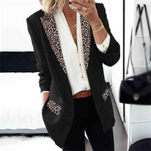 Spring Autumn Leopard Print Blazer Women Casual Long Sleeve Turn Dwon Collar Office Blazer Leopard Patchwork Coat Plus Size 3XL 2024 - buy cheap