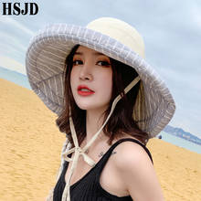 2020 New Super Wide Brim Double-sided Stripe Sun Hats Women Summer Hat Anti-UV Beach Sunscreen Caps Foldable Female Panama Hat 2024 - buy cheap
