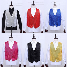 New Vests Dance Sequins Men's Vest Hip Hop Bright Tablets Red Black Yellow Pink Stage Performance Men Waistcoat Vests Dance 2021 2024 - buy cheap