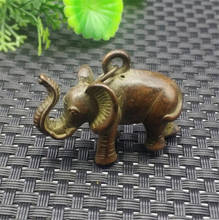 Estatua de cobre, elefante tallado a mano de bronce chino, elefante pequeño sólido, elefante de La Fortuna, estatua de Animal, colgante pequeño 2024 - compra barato
