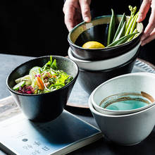 Cuenco de cerámica de estilo japonés, cuenco alto oblicuo y cuenco de verduras, ensaladera, cuenco profundo de gran tamaño para el hogar, cuenco de fruta, vajilla 2024 - compra barato