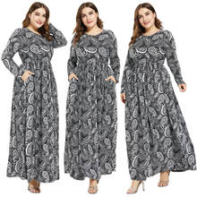 Женское мусульманское платье Абайи размера плюс, цветочный принт, кафтан, повседневное свободное Плиссированное исламский джильбаб, модные женские платья, винтажные халаты 2024 - купить недорого