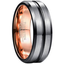 NUNCAD 8mm Tungsten Carbide Ring Electroplated Rose Gold Inner Ring Black Bevel Groove Steel Frosted Surface Tungsten Steel Ring 2024 - buy cheap