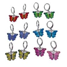 Pendientes colgantes con forma de mariposa para mujer, aretes coloridos, esmalte Animal, regalo para amigos, 2021 2024 - compra barato