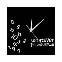 Whatever I'm Late Anyway Square Wall Clock Scrambled Numbers Funny Modern Wall Clock Im Late Anyways Hanging Wall Decor Watch 2024 - buy cheap