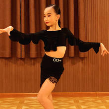 Latin Dance Clothes Kids Practice Wear Girls Ruffle Tops Lace Latin Skirts Cha Cha Dancing Costume Samba Rumba Black Suit BL5609 2024 - buy cheap