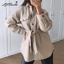 Feminino outono manga longa manto trench coat feminino bolso faixas cardigan camisa reta blusão femme casaco nz2564 2024 - compre barato