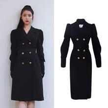 Women Blazer Dress Double Breasted Long Coat Female Suit Jacket Full Sleeve Outwear Blaser Femme 2020 Korean Fashion IU Jacket 2024 - buy cheap