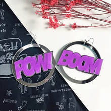 Punk Pow Boom Letter Acrylic Drop Earrings For Women Acrylic Big Circle Round Dangle Earrings Fashion Night Club Party Jewelry 2024 - buy cheap