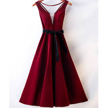 Burgundy Evening Dress Abendkleider 2020 Fashion Sexy V-neck Formal Dress A-line Evening Dresses Long Dress Robe De Soiree 2024 - buy cheap