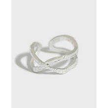 Real 925 prata esterlina cruz anéis para jóias femininas, elegante anel ajustável prata 925 acessórios para mulher 2024 - compre barato