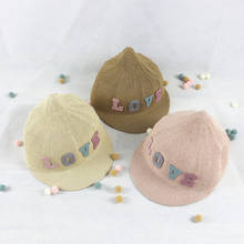 Children's Cute Beach Travel Sunscreen Breathable Woven Straw Hat Summer Baby Girl Letters LOVE Sun Spiked Riding Cap U40 2024 - buy cheap