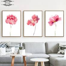 Minimalist Watercolor Canvas Painting Pink and Blue Orchid Flowers Poster Prints Wall Art Pictures for Living Room Home Decor 2024 - buy cheap