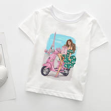 Illustration Children's T-shirts Boys Girls Print Cute T Shirt Hip Hop Street Head Fashion Girl Simple Kids White Print T-shirt 2024 - buy cheap