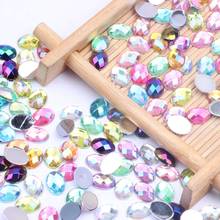 50/500 piezas de 6x8mm de forma ovalada facetas de tierra acrílicas diamantes de imitación planos AB colores pegamento en cuentas DIY joyería uñas arte suministros 2024 - compra barato