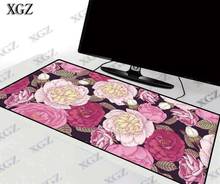 Xgz rosa flor vermelha venda quente extra grande mouse almofada de teclado de jogo anti-deslizamento de borracha natural com bloqueio de borda esteira 2024 - compre barato