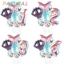 7pcs/lot Mermaid Party Balloons 32inch Number Foil Balloon Kids Birthday Party Decorations Baby Shower Decor Helium Globos 2024 - buy cheap