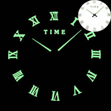 luminous new arrival Quartz clocks fashion watch 3d real large wall clock rushed mirror sticker diy living room decor 2024 - buy cheap