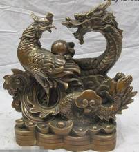11,5 китайская королевская Бронзовая статуя фэн-шуй благоприятное богатство дракон феникс 2024 - купить недорого