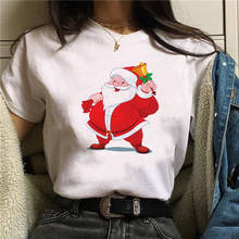 Camiseta feminina manga curta natal, camiseta com estampa de natal 2024 - compre barato
