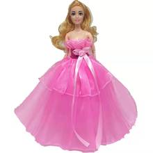 Розовая шифоновая юбка с отделкой и бантом; Кукольное платье принцессы Одежда для куклы Барби одежда Свадебная вечеринка платье Vestido 1/6 BJD мягкого плюша; Аксессуары для куклы игрушки для детей 2024 - купить недорого