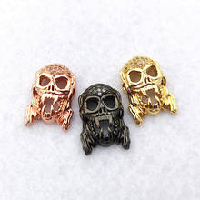 2Pcs Cubic Zircon Micro Pave Skull Beads DIY Cool Punk Skeleton Beads for Bracelet Jewelry Making Handmade Bulk CT475 2024 - buy cheap