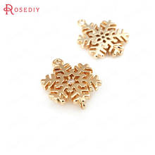 (C324)4 pieces 12x15mm 24K Champagne Gold Color Brass + Zircon Snowflake Charms Pendants High Quality Diy Jewelry Accessories 2024 - buy cheap