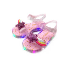 New Children Baby Sandals Open Toe Girl Princess Jelly shoes Glowing LED Flashing Lights Rainbow Girls Summer Beach sandal SO028 2024 - buy cheap
